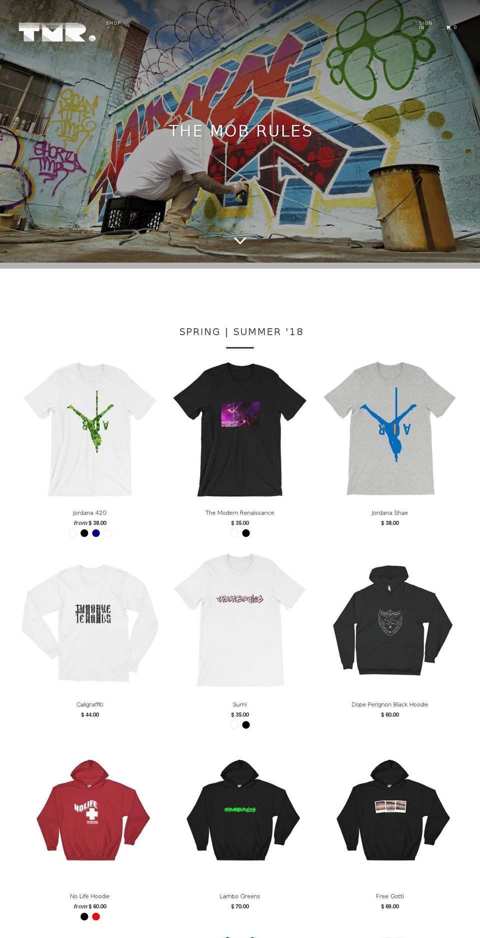 tmrgwear.com — Shopify storefront screenshot