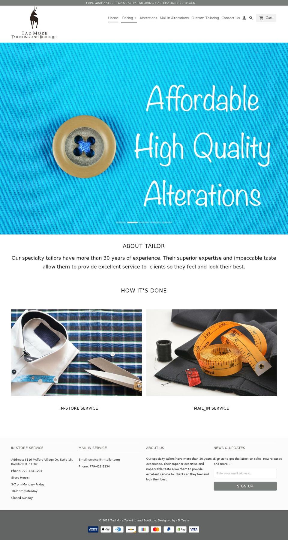 tmtailor.com — Shopify storefront screenshot