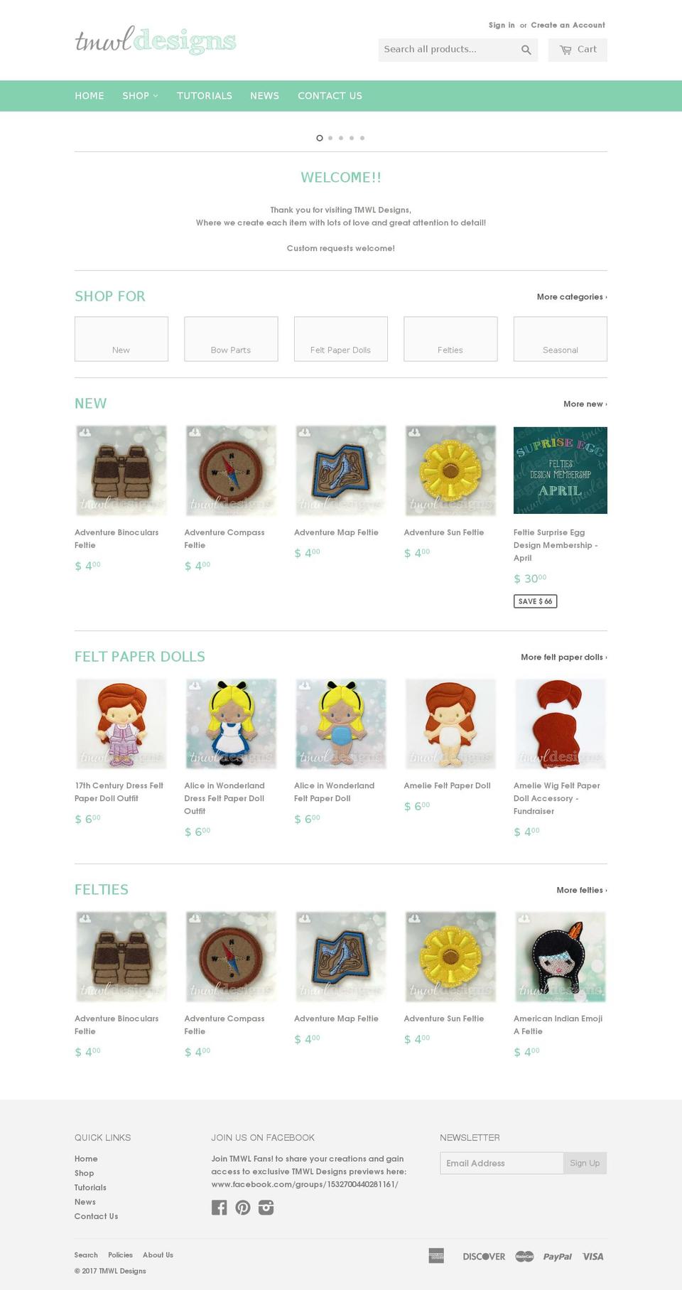 tmwldesigns.com shopify website screenshot