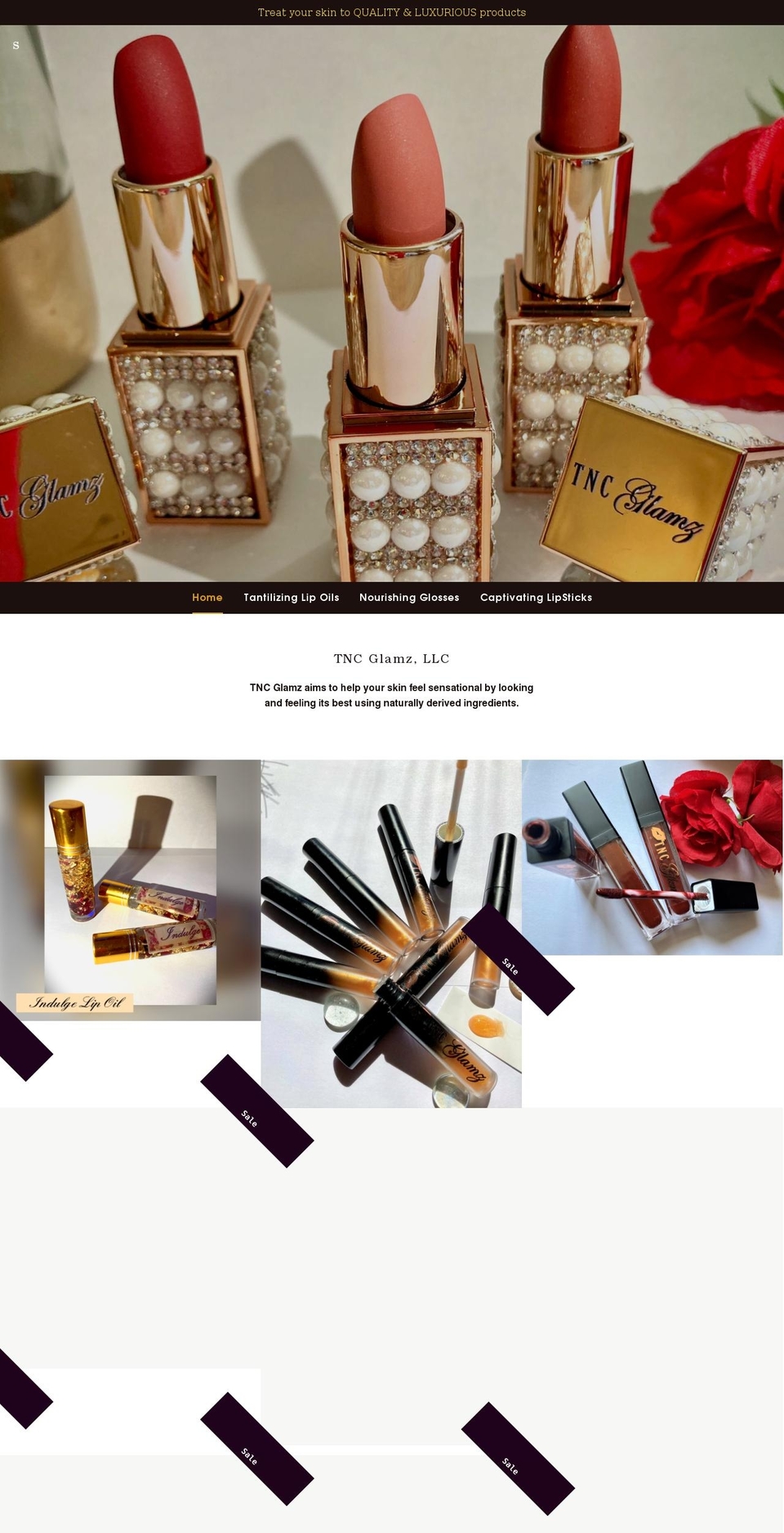 tncglamz.com shopify website screenshot