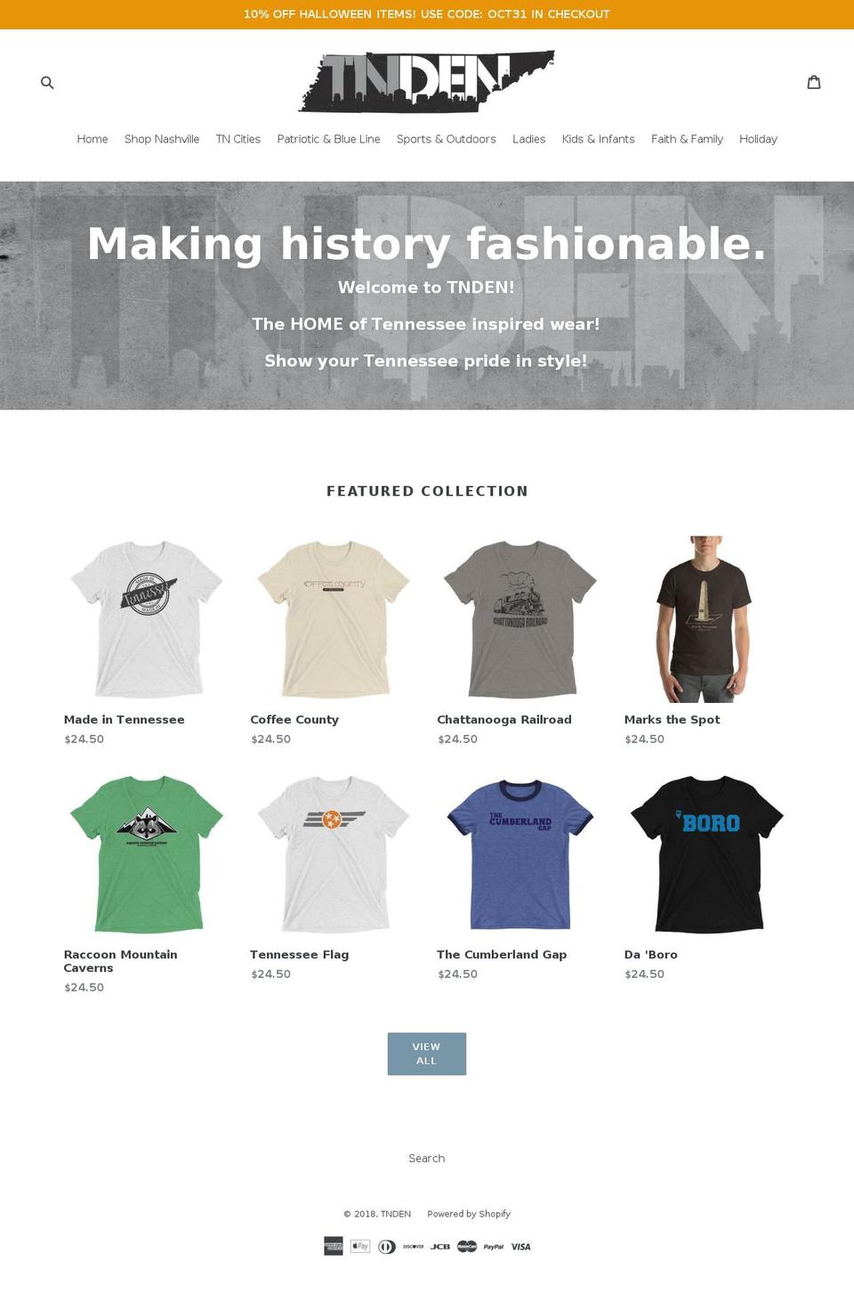 tnden.com — Shopify storefront screenshot