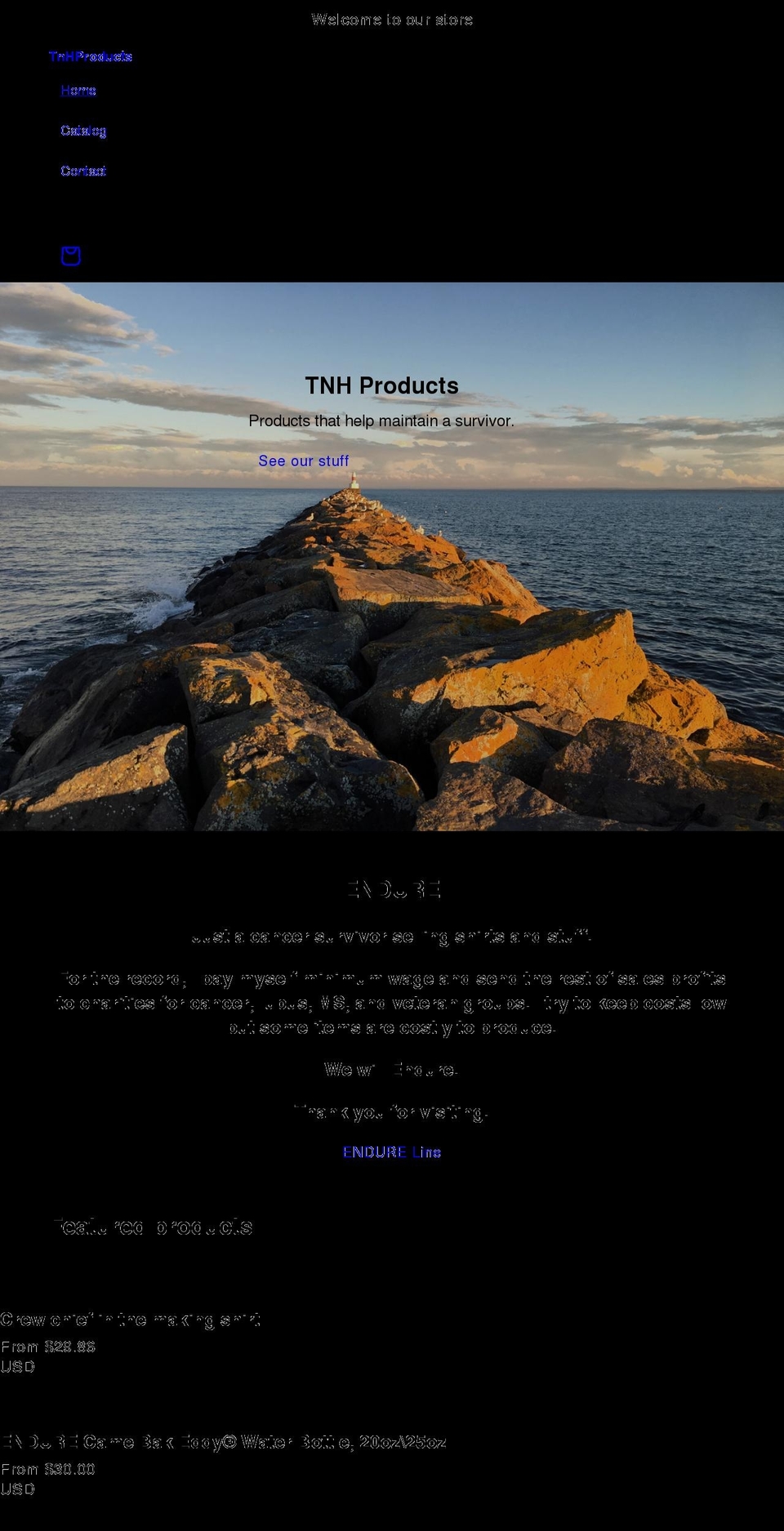 tnhproducts.com shopify website screenshot