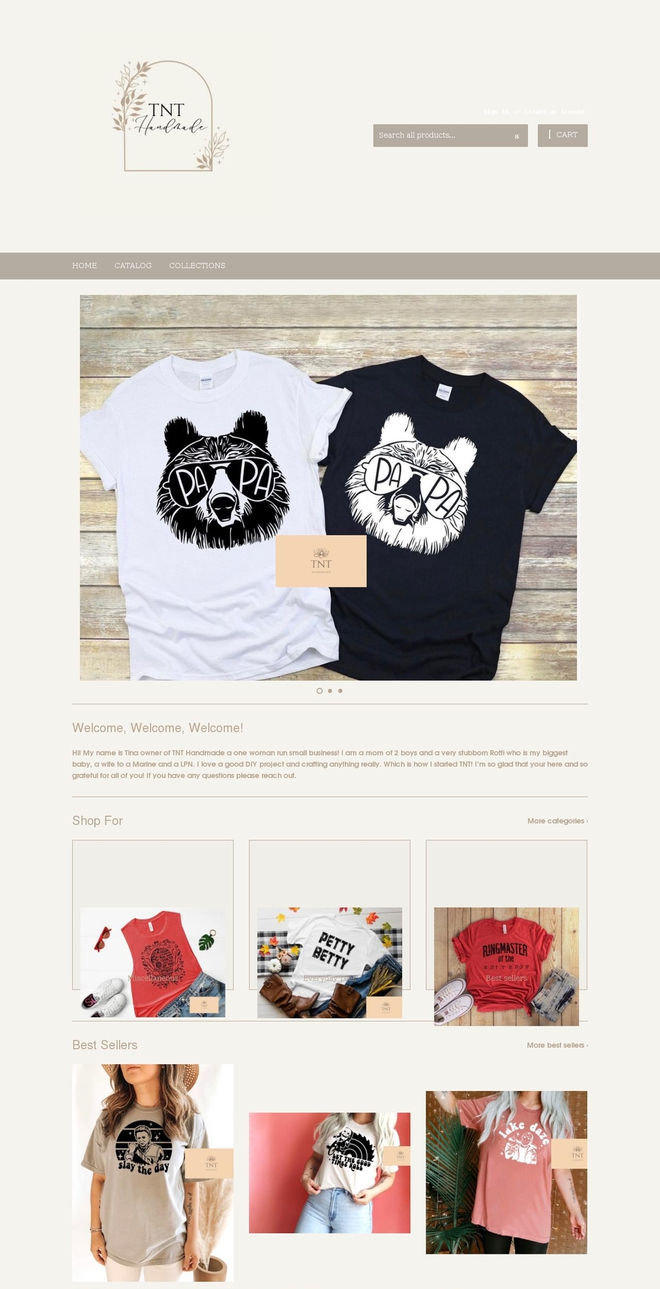tnthandmade.net shopify website screenshot