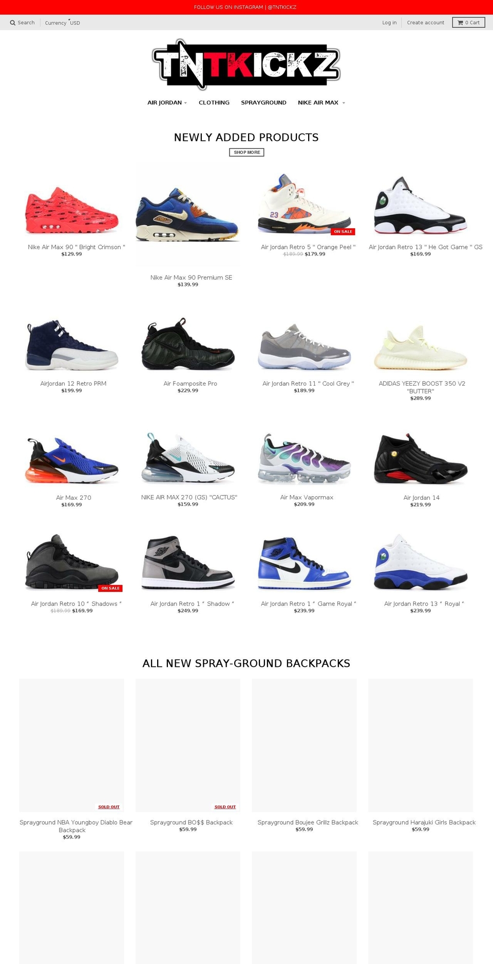 tntkickz.com — Shopify storefront screenshot