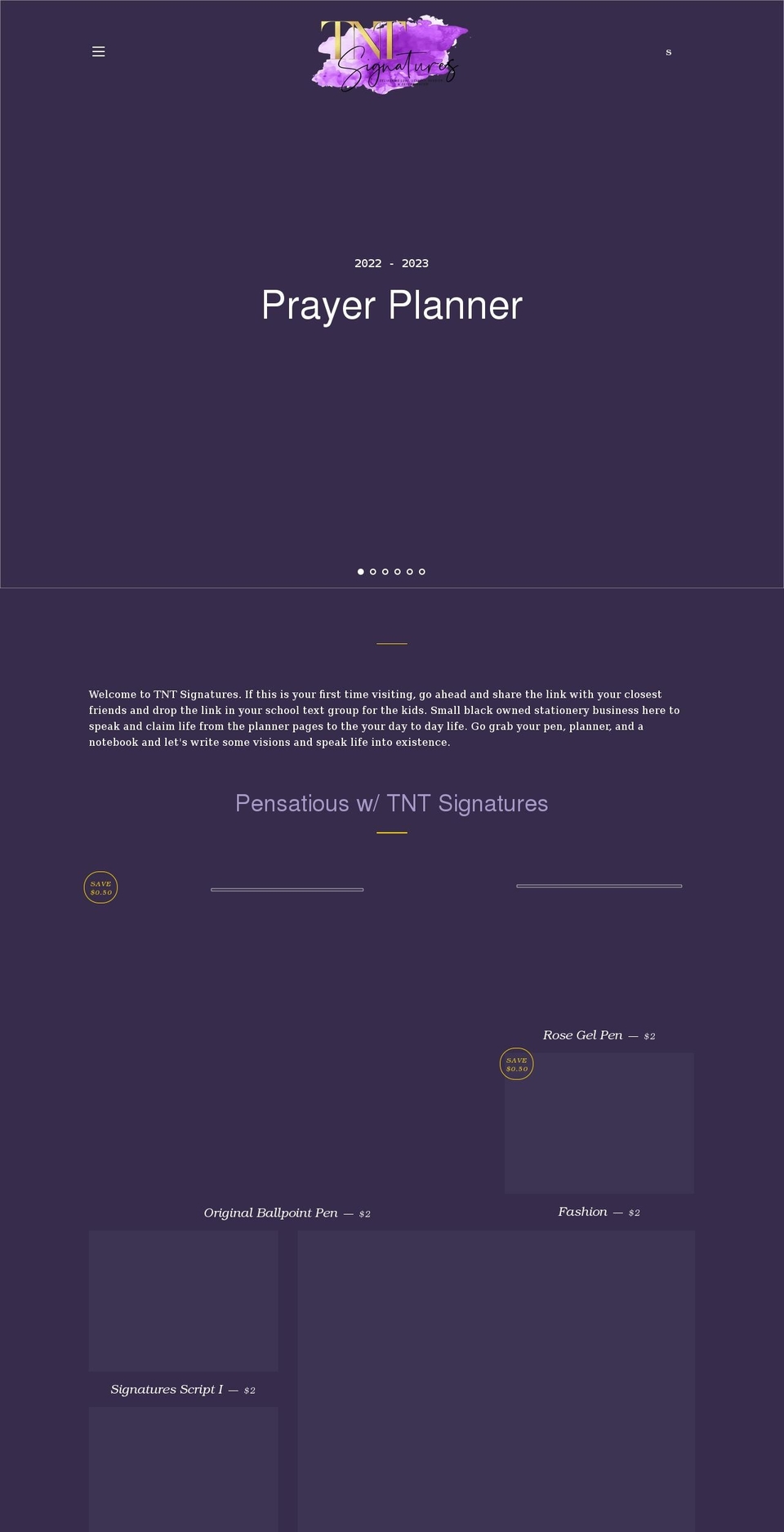 tntsignatures.com shopify website screenshot