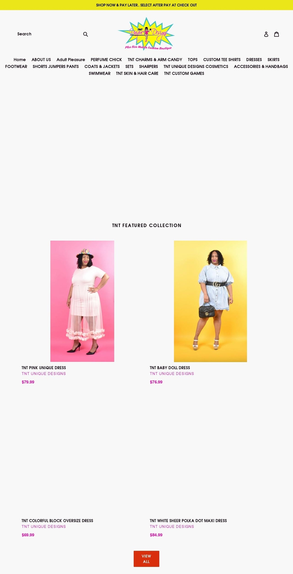 tntuniquedesigns.com shopify website screenshot