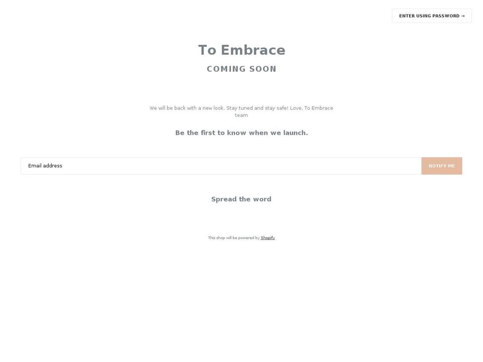 to-embrace.com — Shopify storefront screenshot