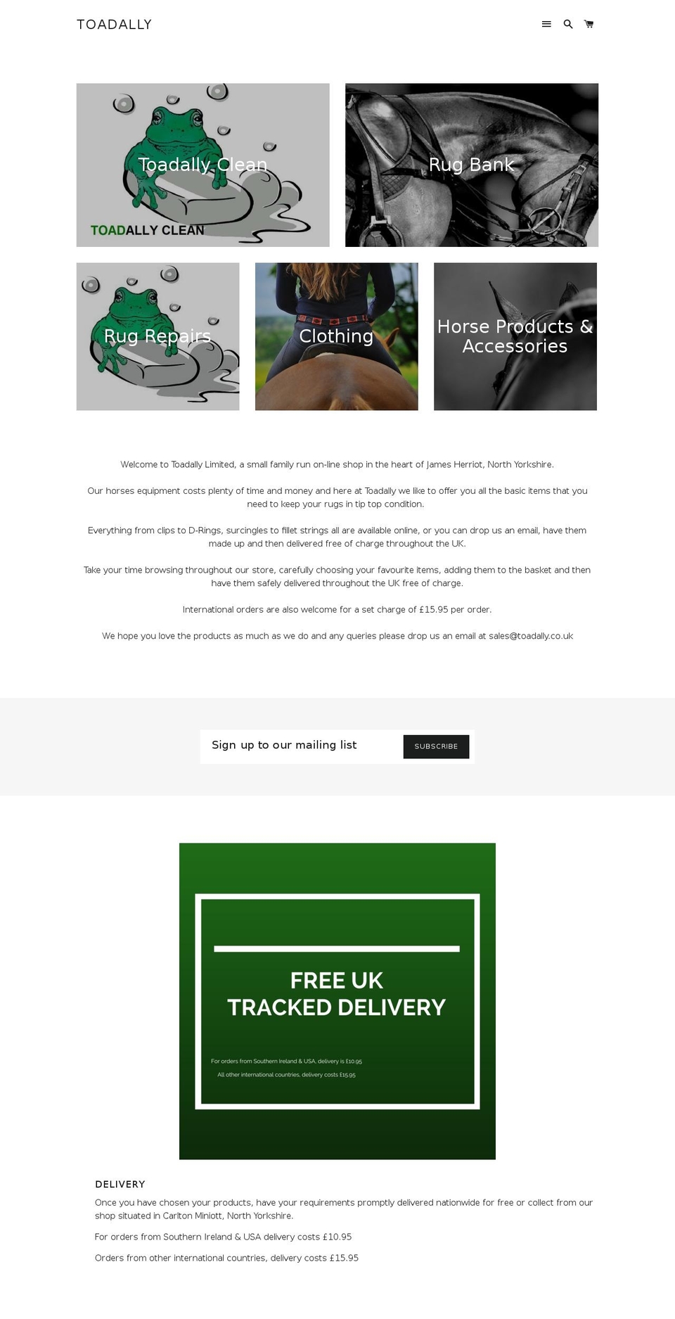 toadally.co.uk shopify website screenshot