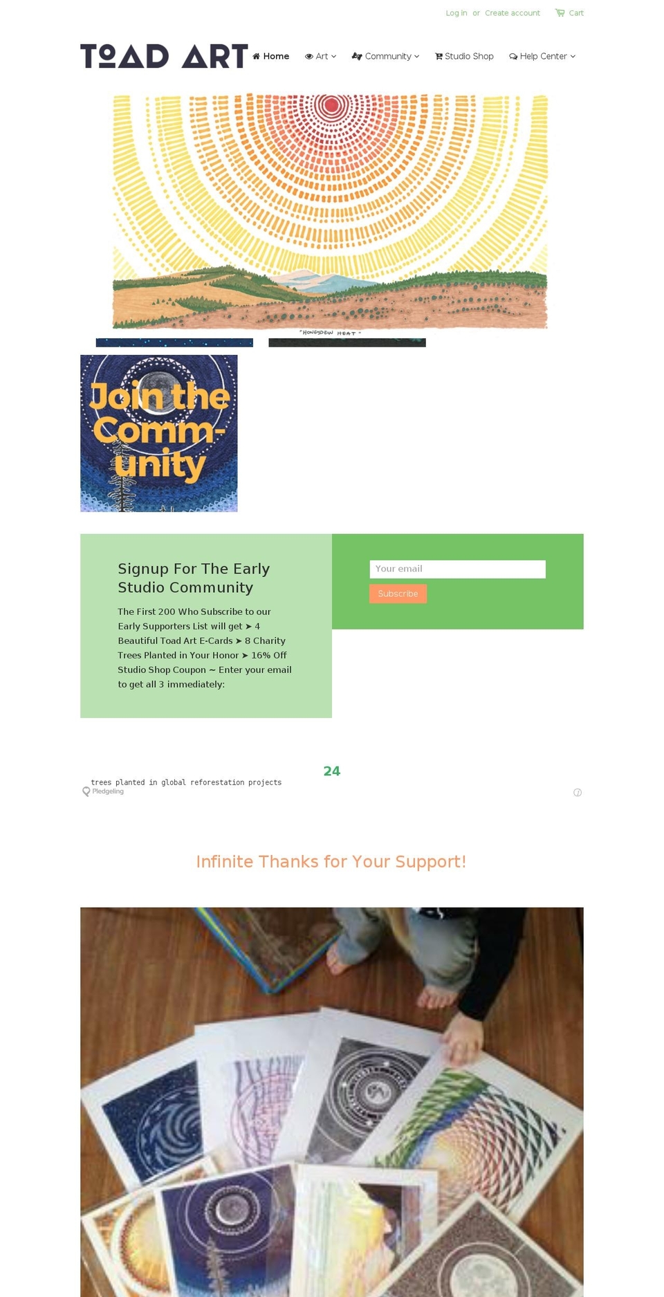 toadartco.com shopify website screenshot