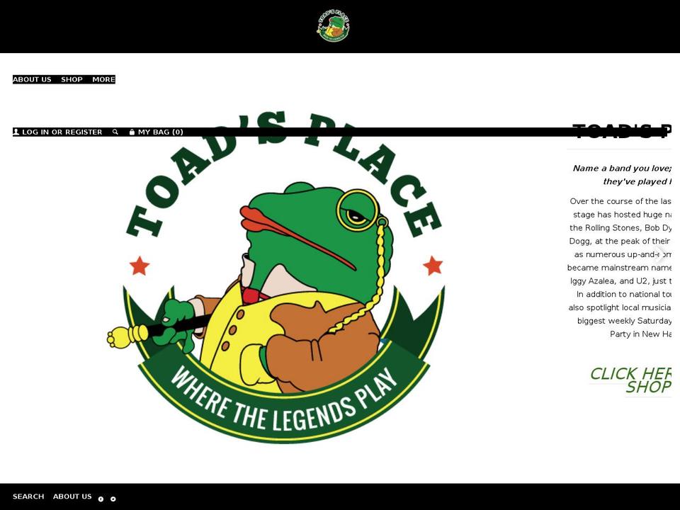 toadsplacemerch.com shopify website screenshot