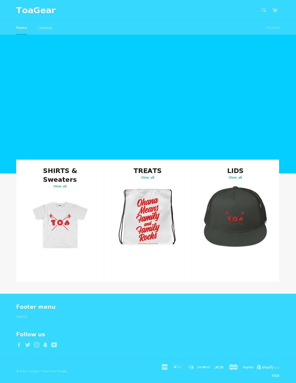 toagear.com shopify website screenshot