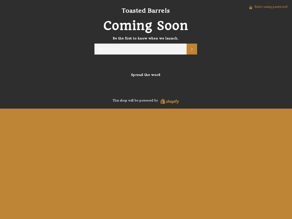 toastedbarrels.com — Shopify storefront screenshot