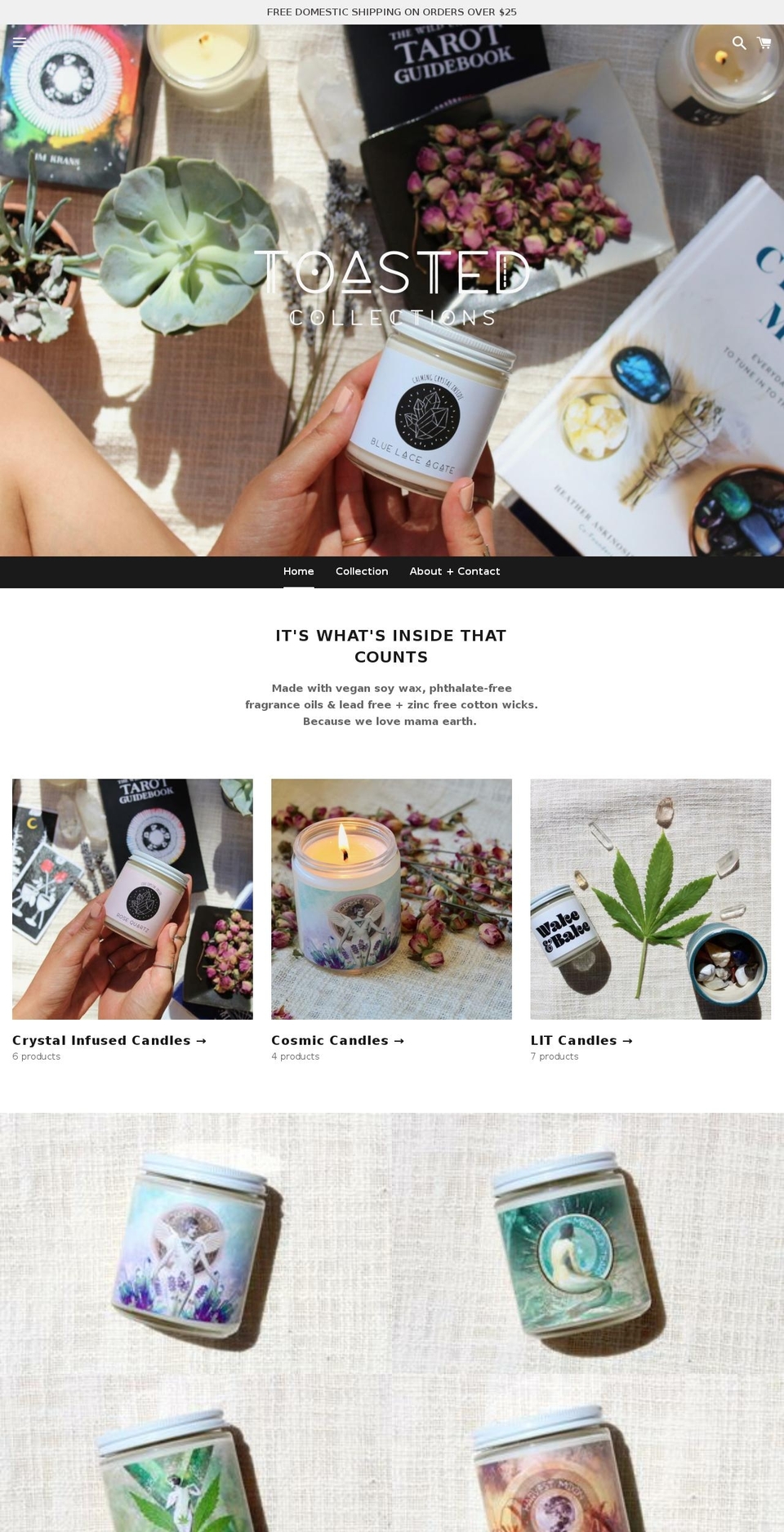 toastedcollections.com — Shopify storefront screenshot