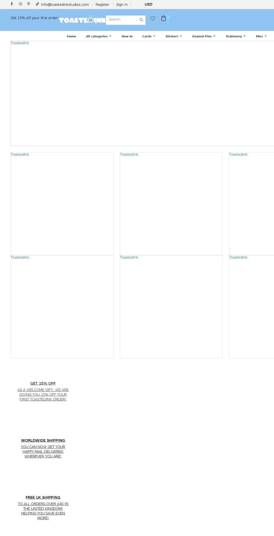 toastedinkstudios.com shopify website screenshot