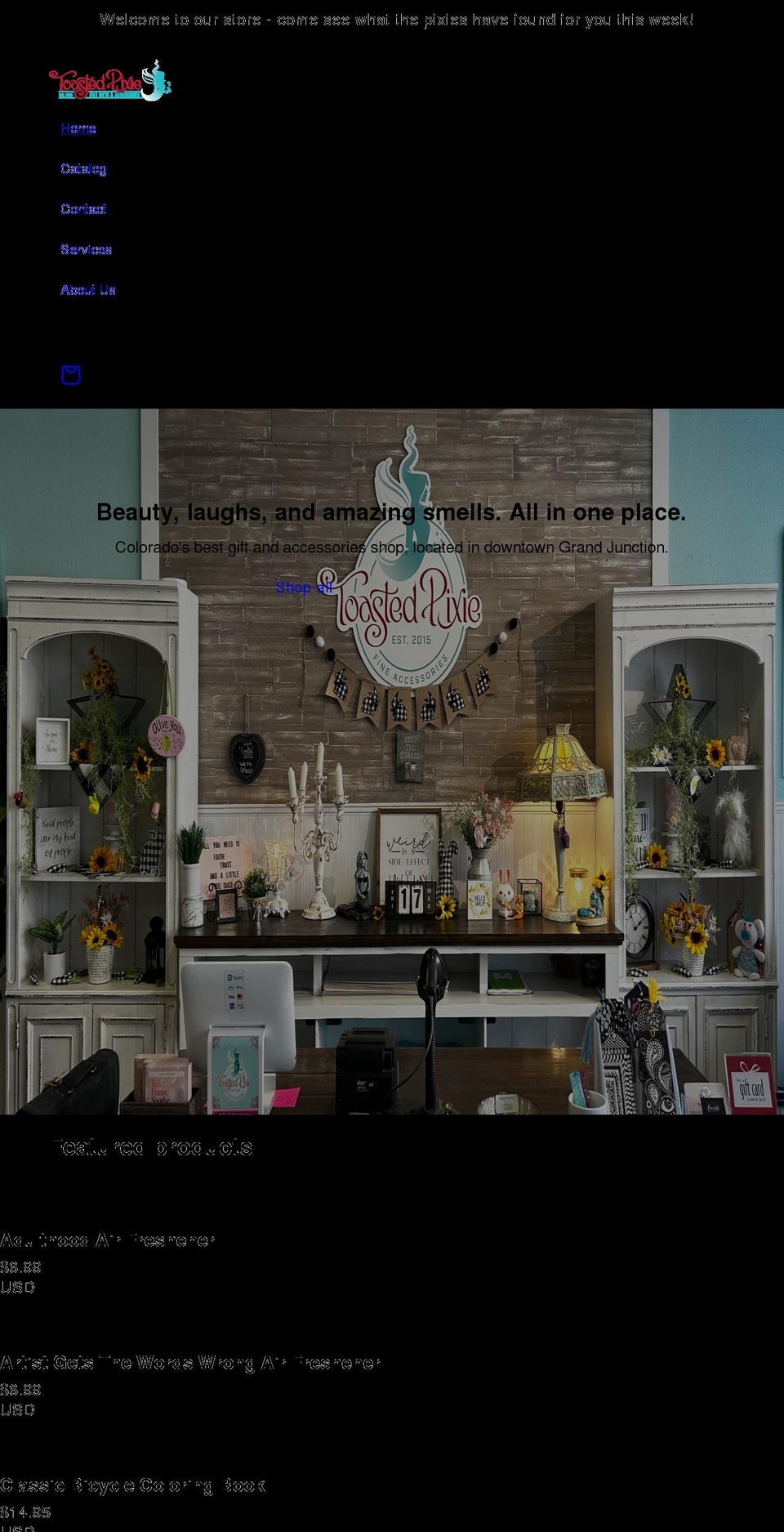toastedpixie.com shopify website screenshot