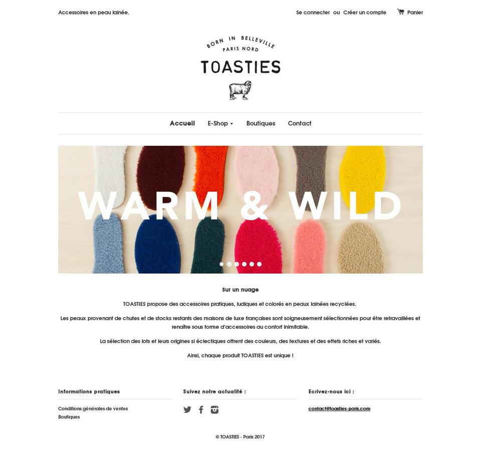 toasties-paris.com shopify website screenshot