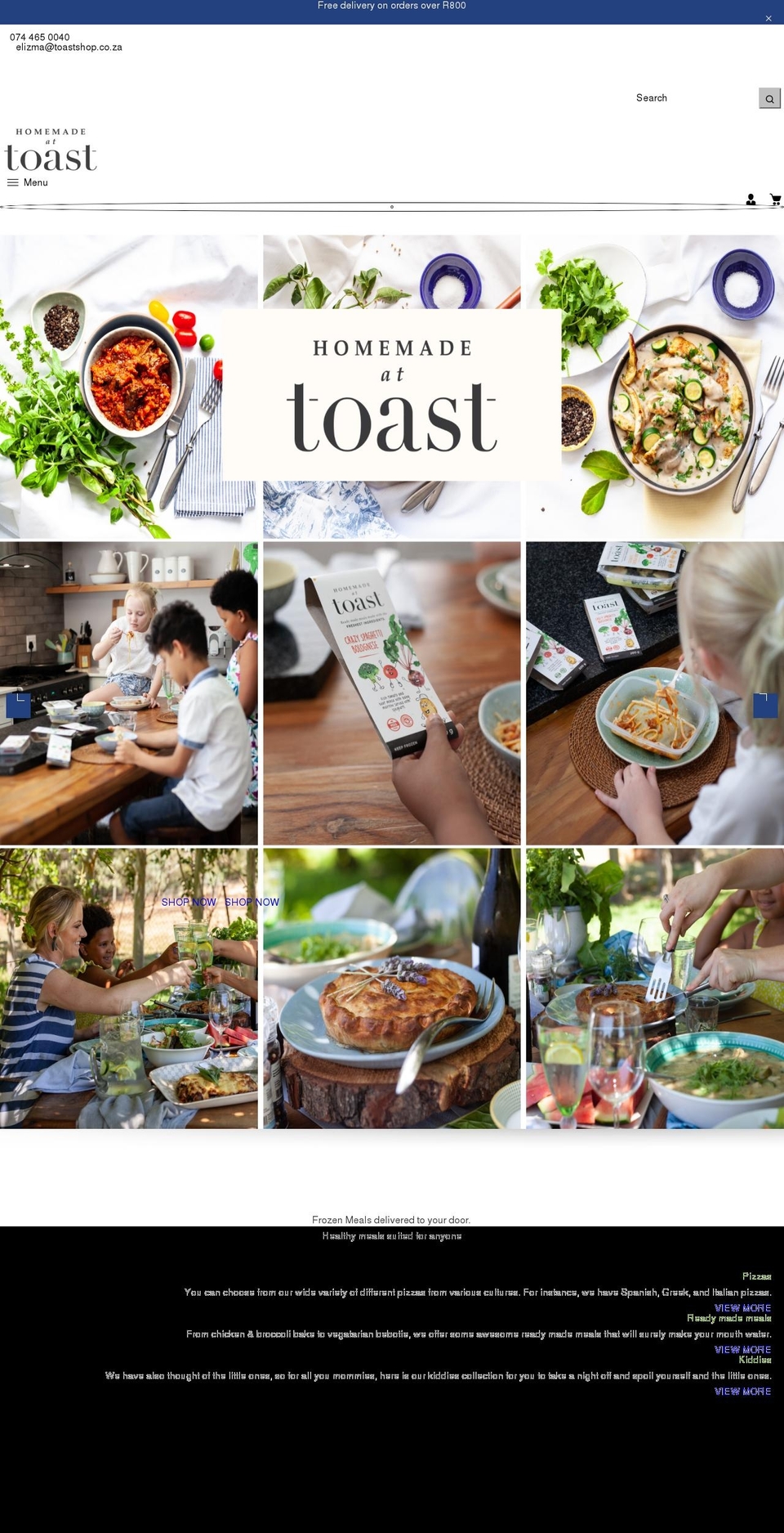 Yummi Shopify theme site example toastshop.co.za