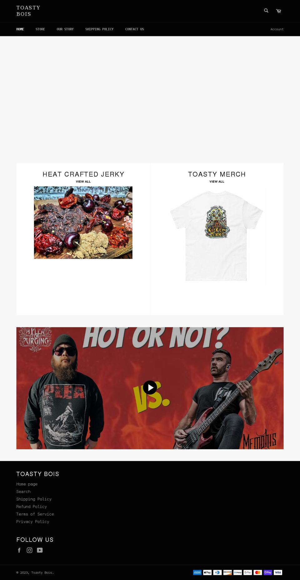 toastybois.com shopify website screenshot