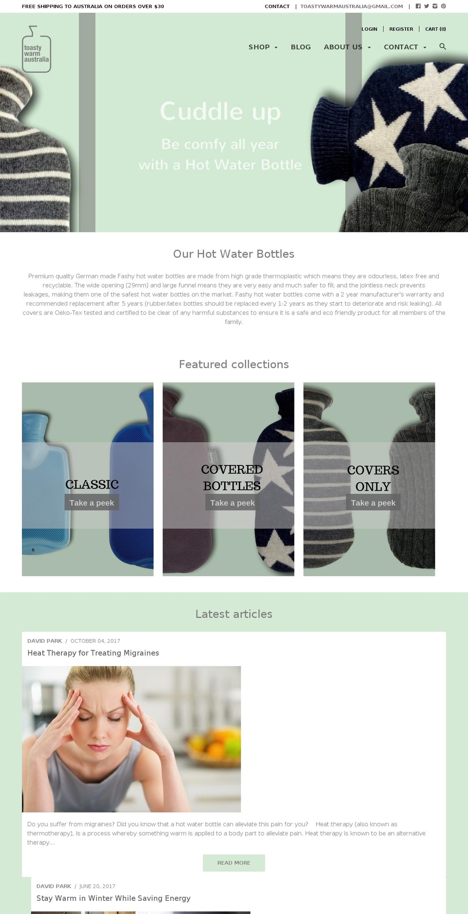 toastywarm.com.au shopify website screenshot