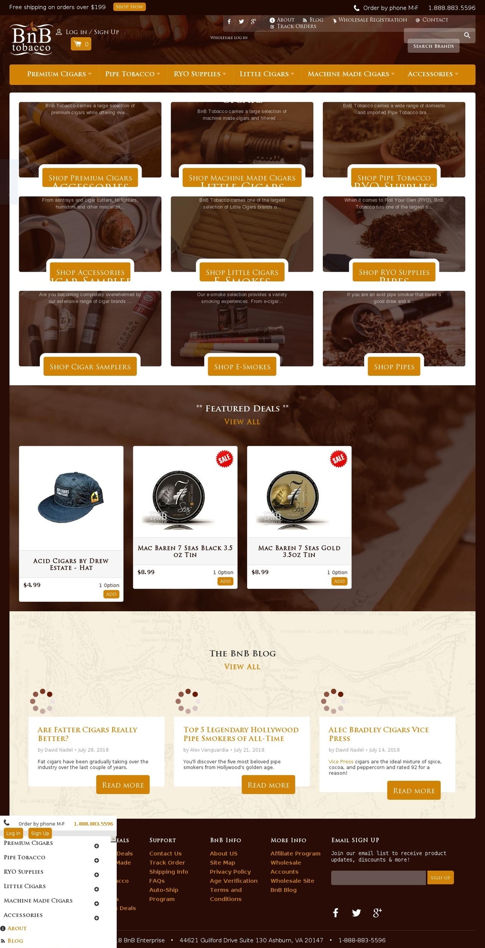 BnB Tobacco (Live - 7\/30\/18) Shopify theme site example tobacco2go.com