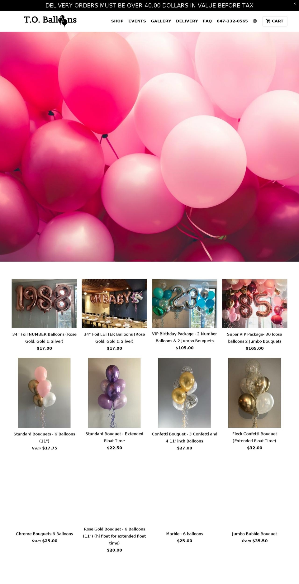 toballoons.com — Shopify storefront screenshot