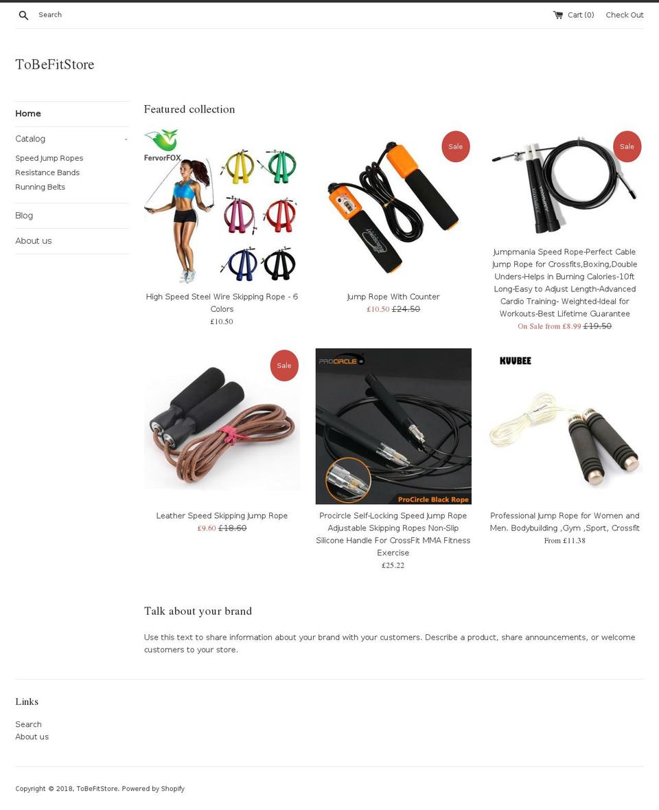 tobefitstore.com shopify website screenshot