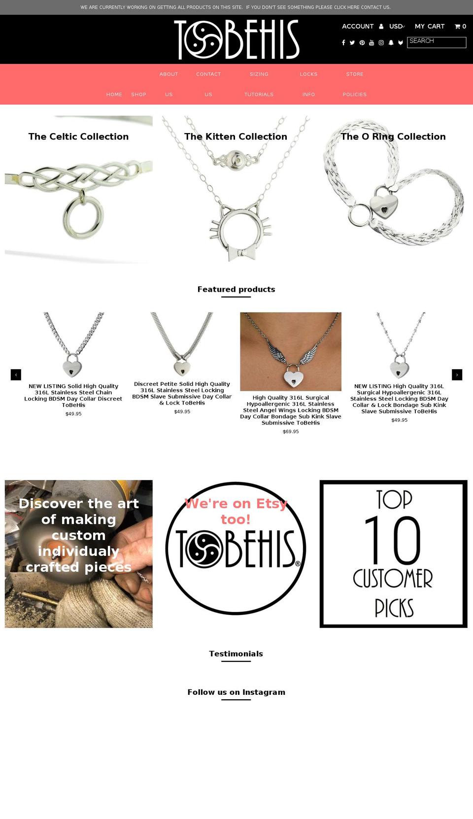 tobehis.com shopify website screenshot