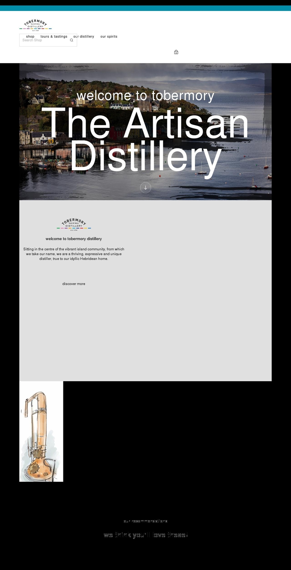 tobermorydistillery.com shopify website screenshot