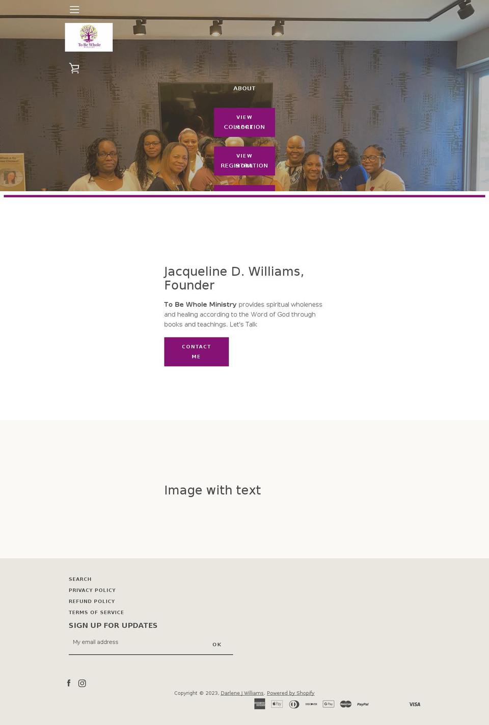 tobewholeministry.org shopify website screenshot