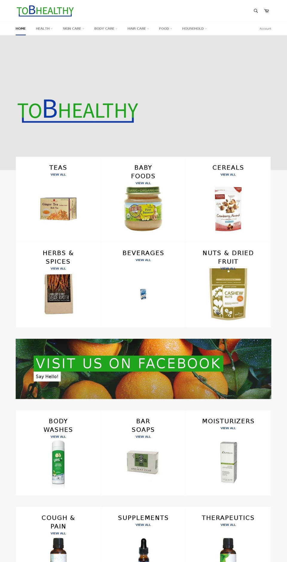 tobhealthy.com — Shopify storefront screenshot