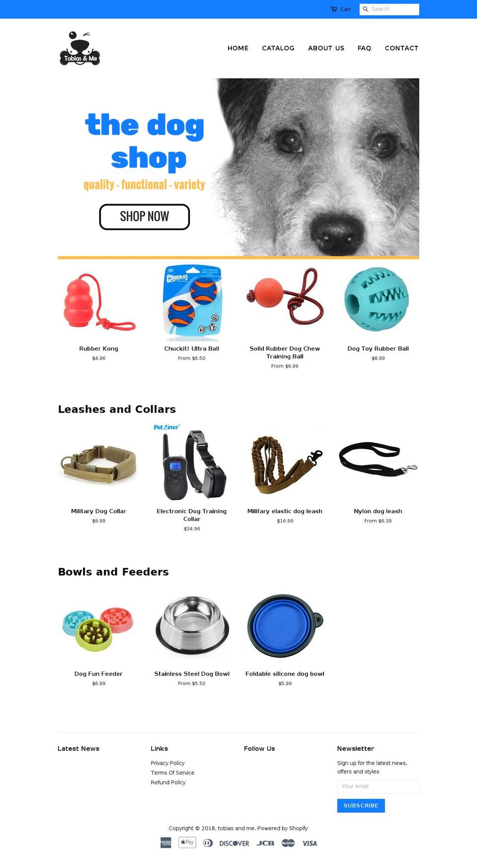 tobiasandme.com — Shopify storefront screenshot