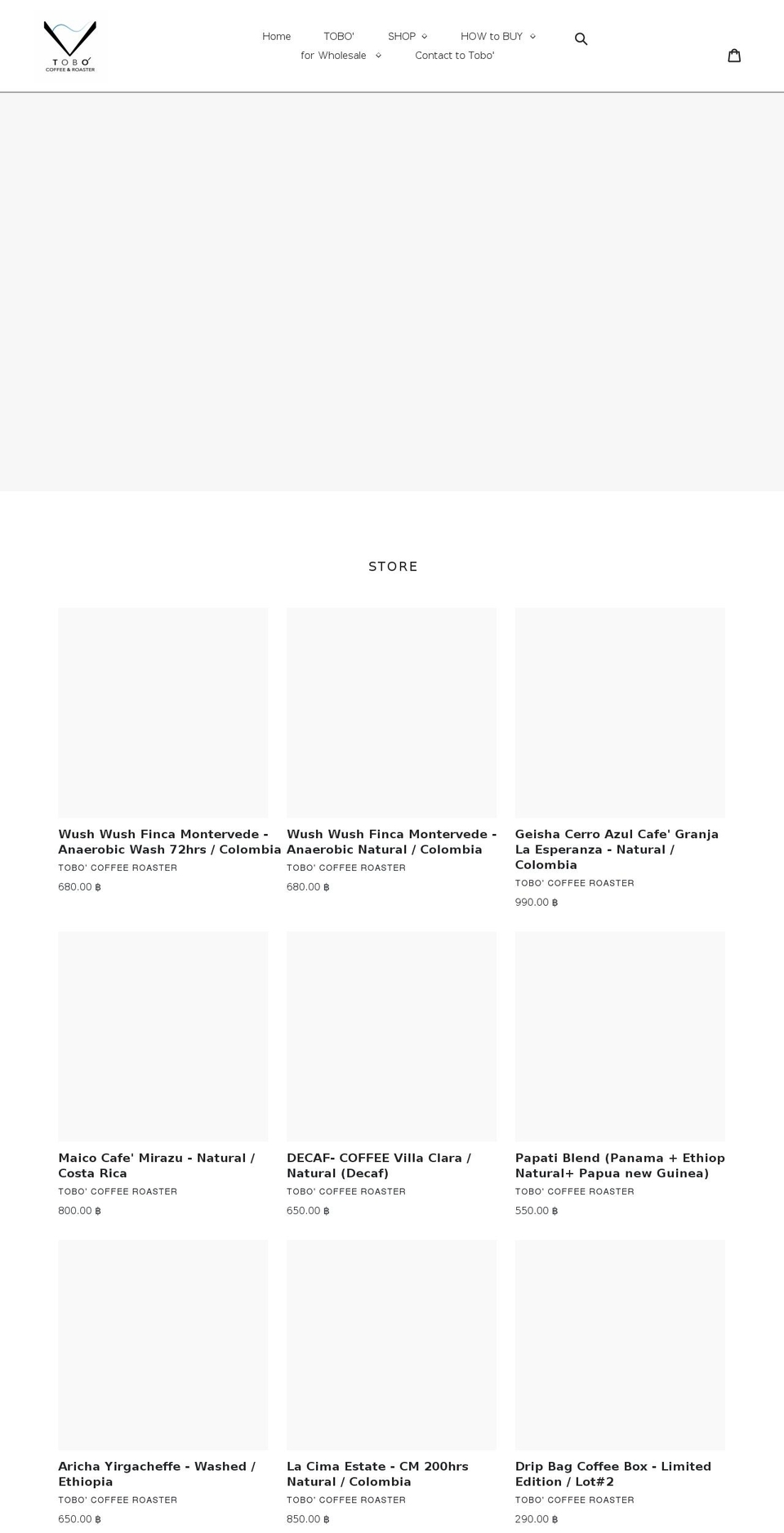 tobocoffee.com shopify website screenshot