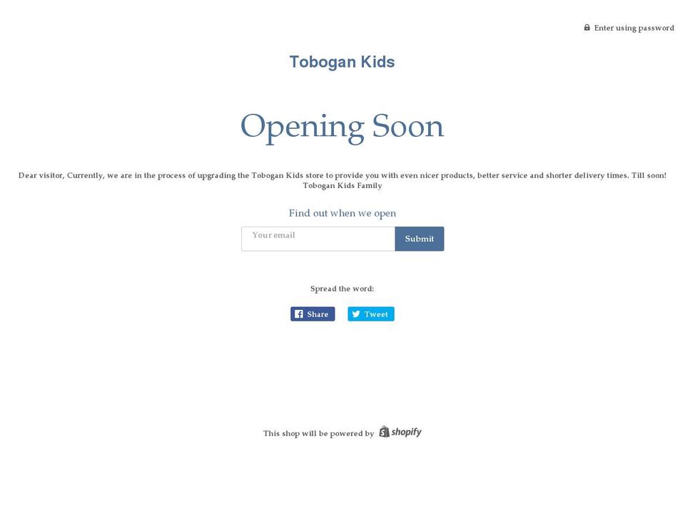 tobogan-kids.myshopify.com shopify website screenshot