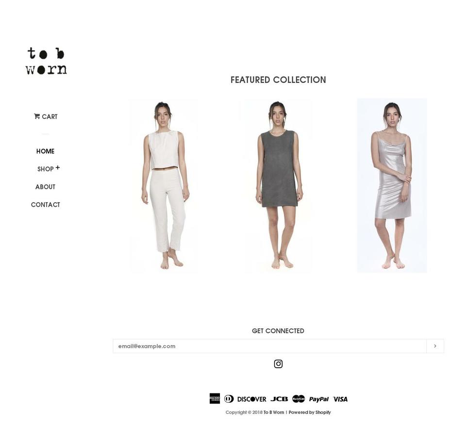 tobworn.com shopify website screenshot