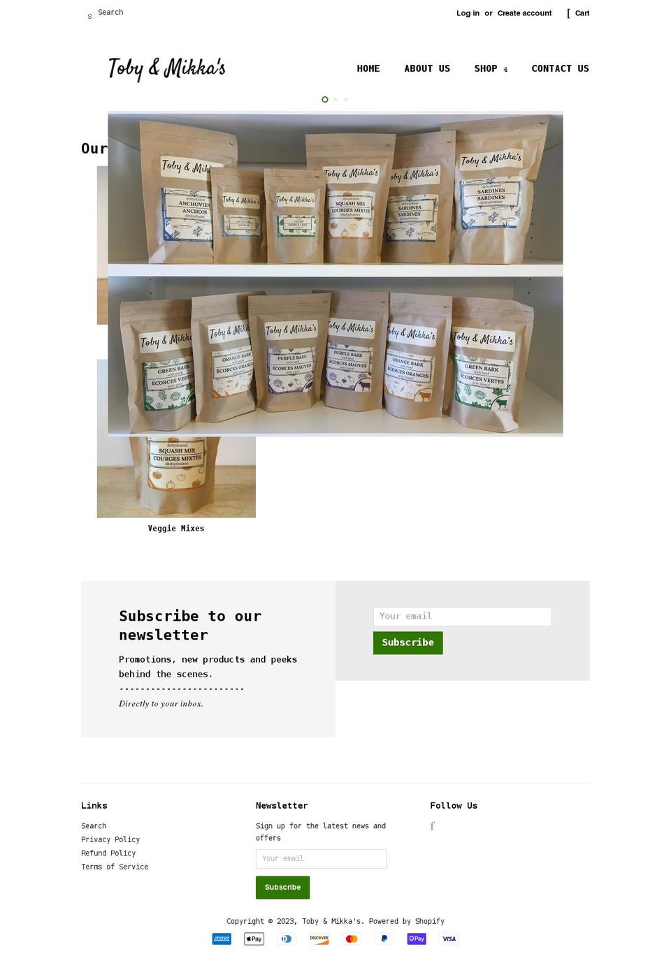 toby-mikkas.myshopify.com shopify website screenshot