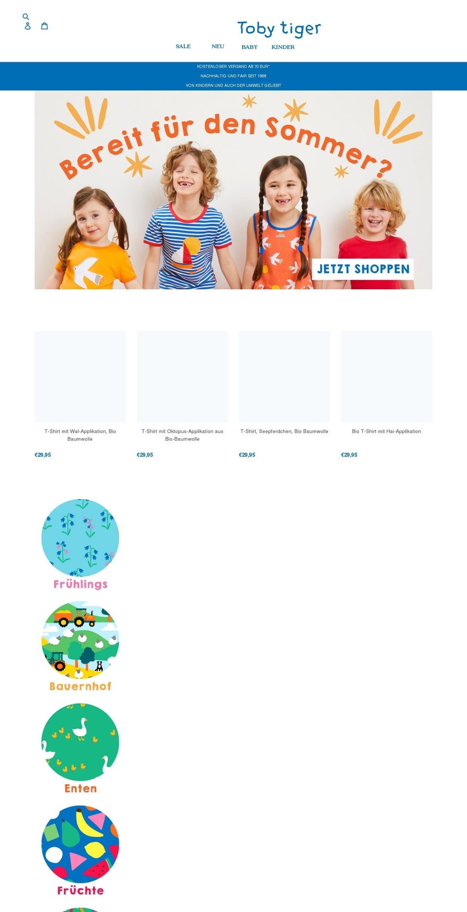 tobytiger.de shopify website screenshot