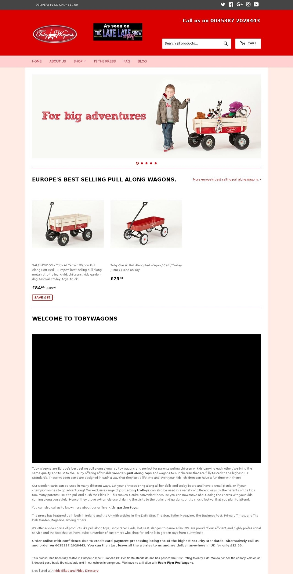 tobywagons.co.uk shopify website screenshot