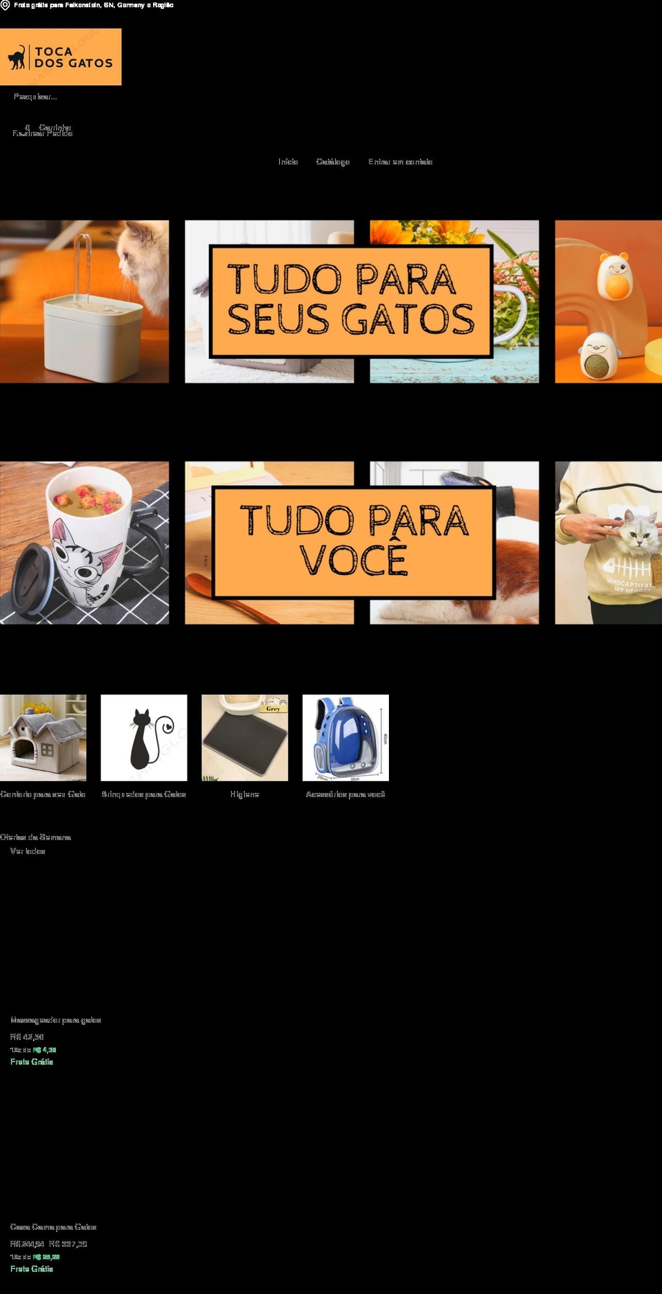 Tema loja vencedora Shopify theme site example tocadosgatos.com