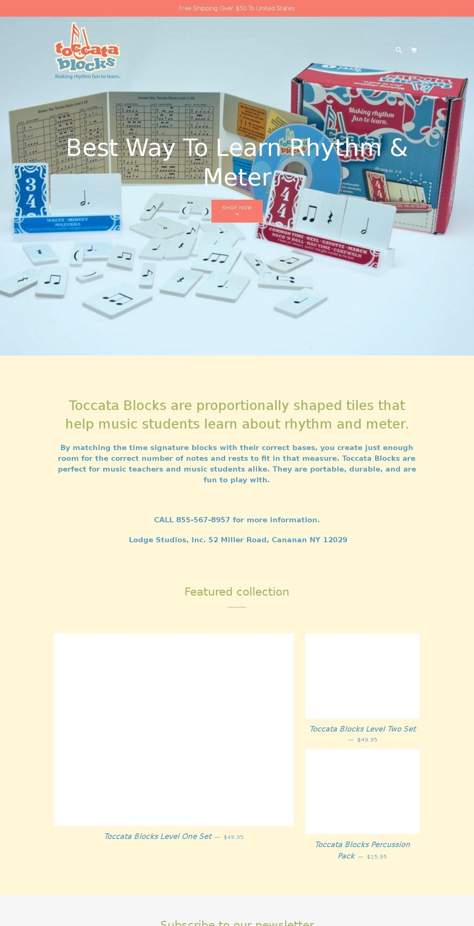 toccatablocks.com — Shopify storefront screenshot