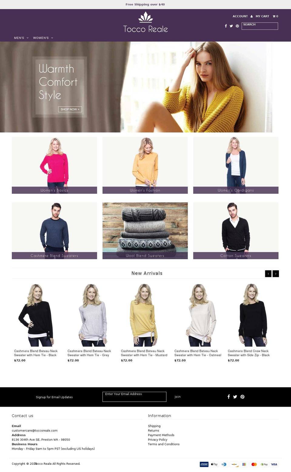 toccoreale.com shopify website screenshot