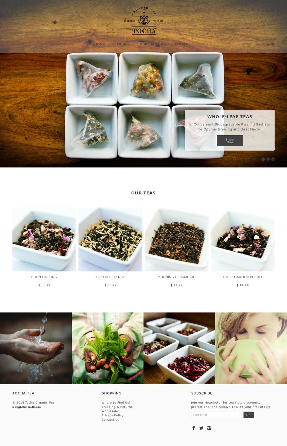 tochaorganictea.com shopify website screenshot