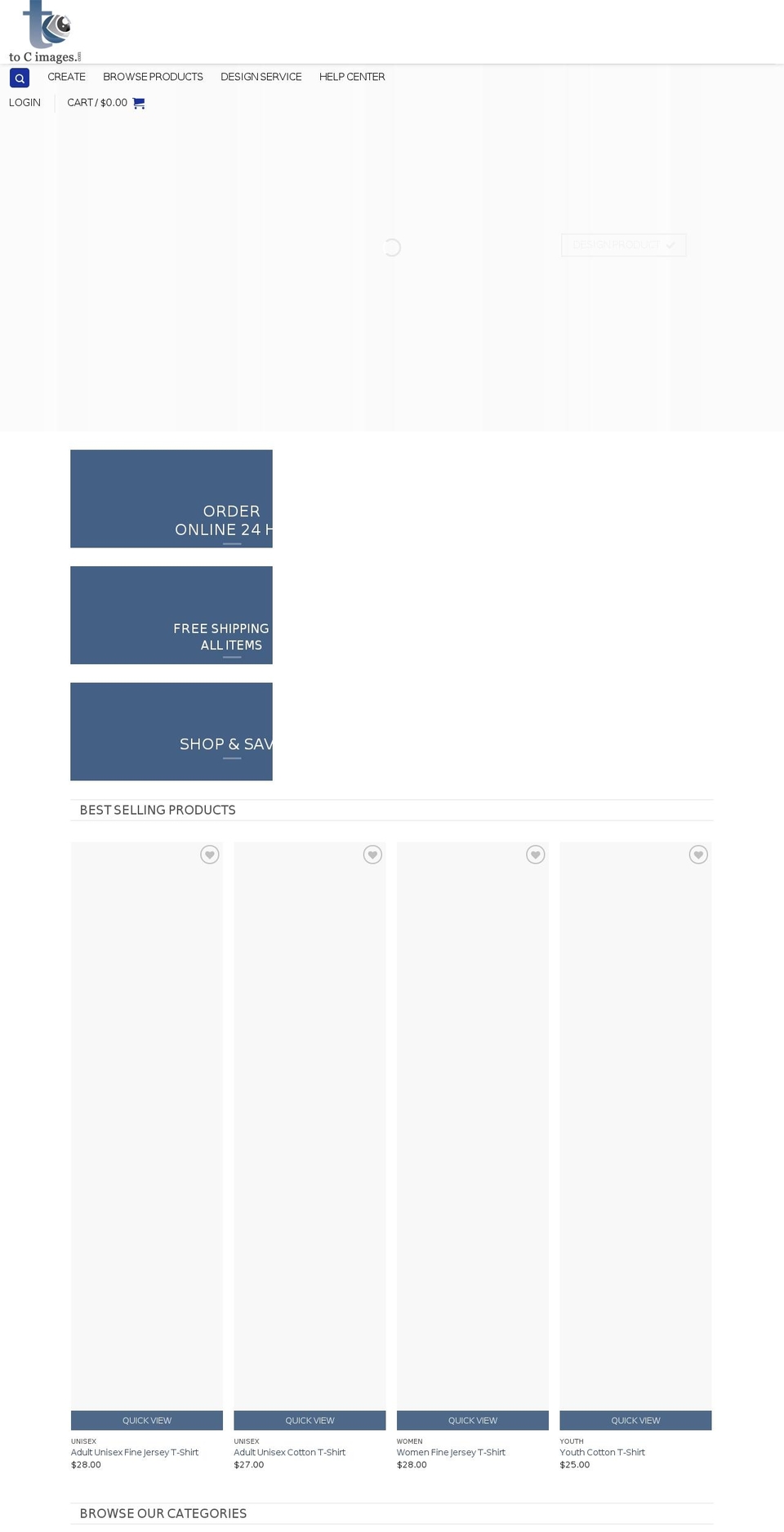 tocimages.com — Shopify storefront screenshot