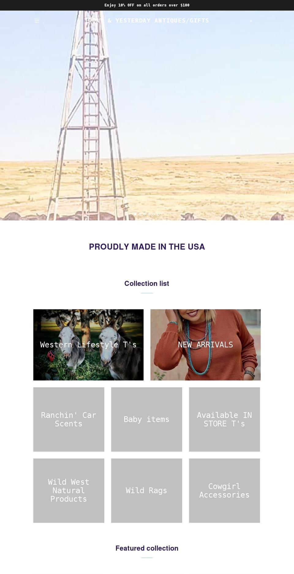 todayandyesterdaystore.com shopify website screenshot