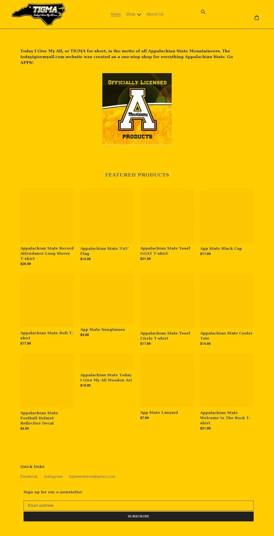 todayigivemyall.com shopify website screenshot