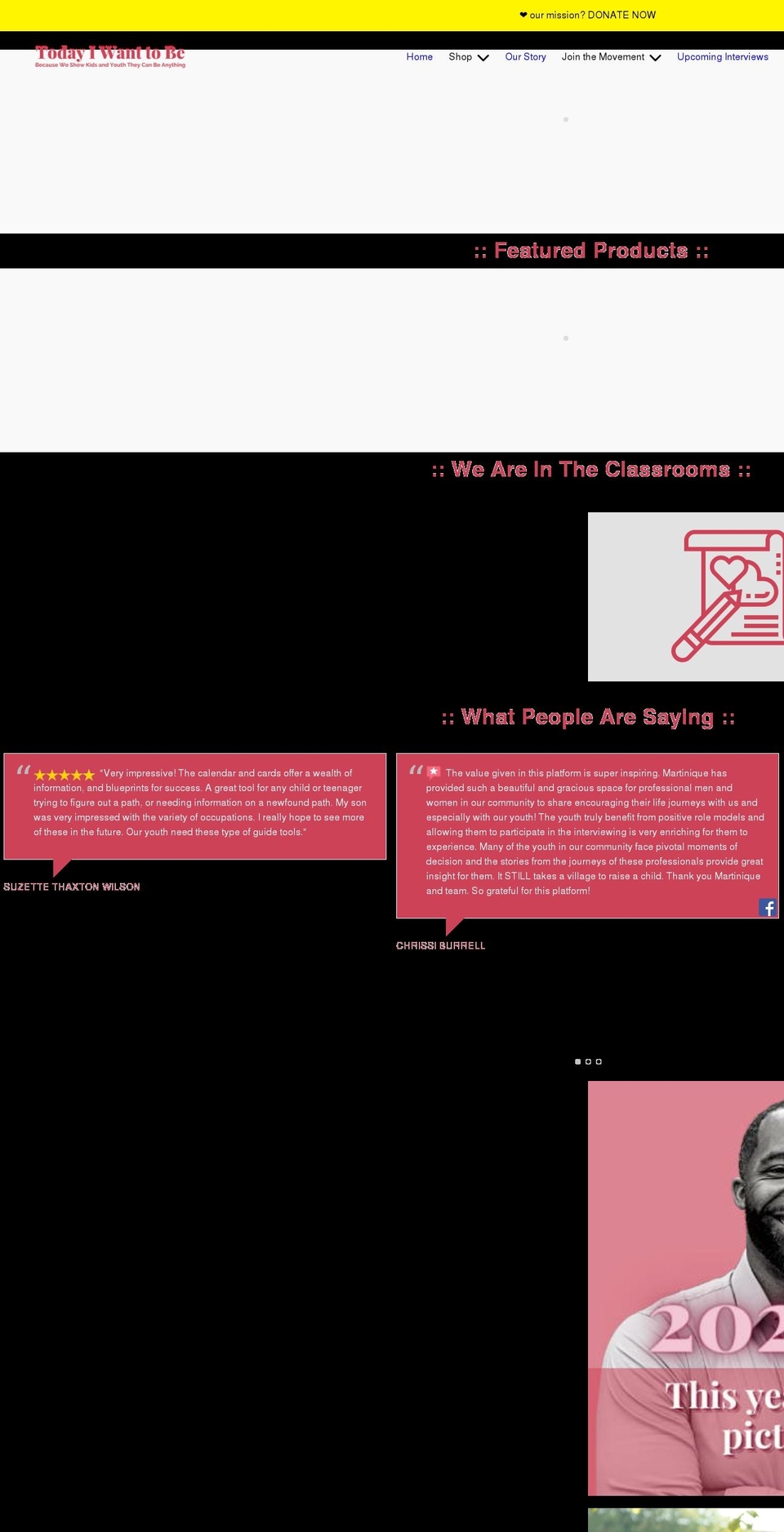 todayiwant2be.com shopify website screenshot