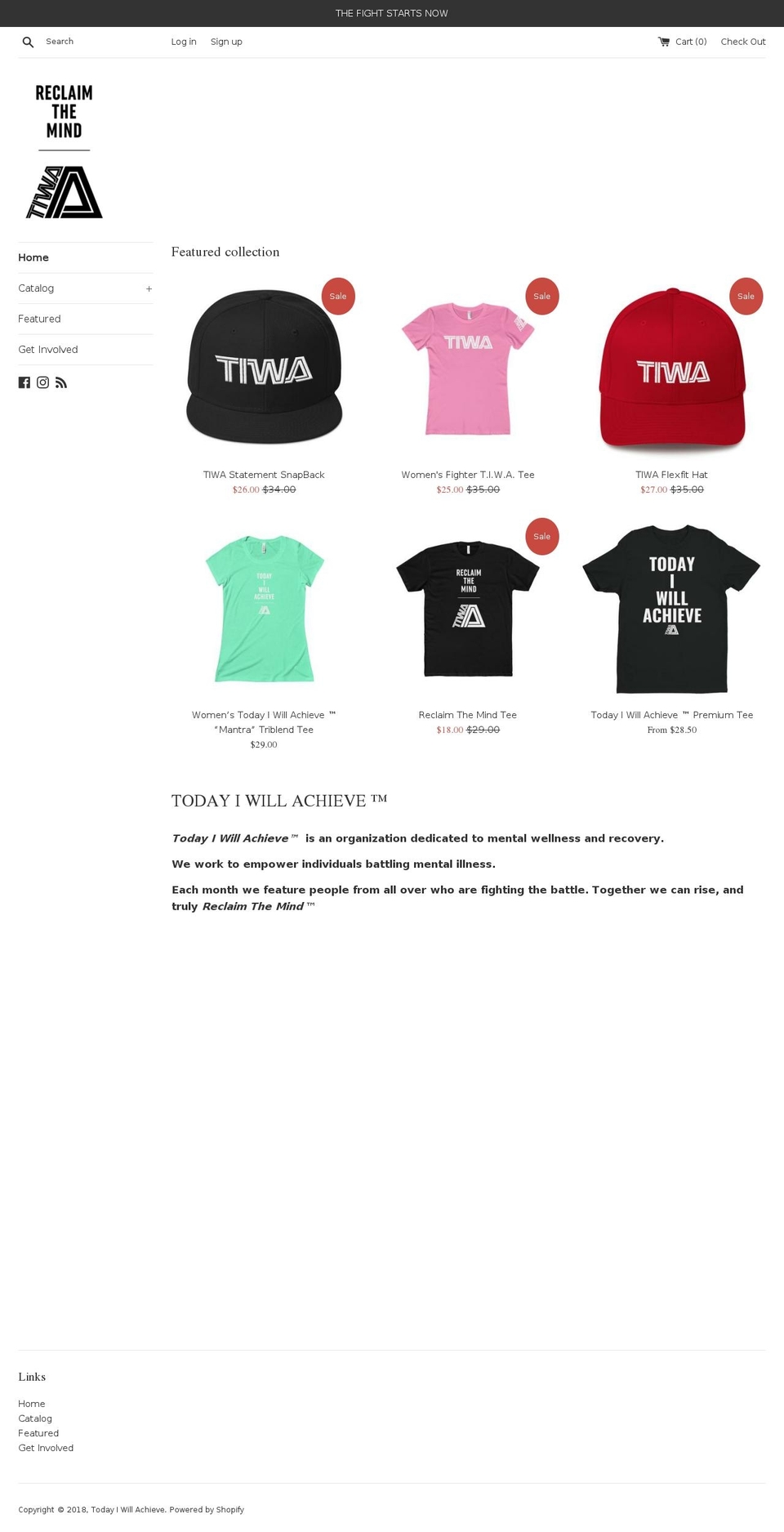 todayiwillachieve.com — Shopify storefront screenshot