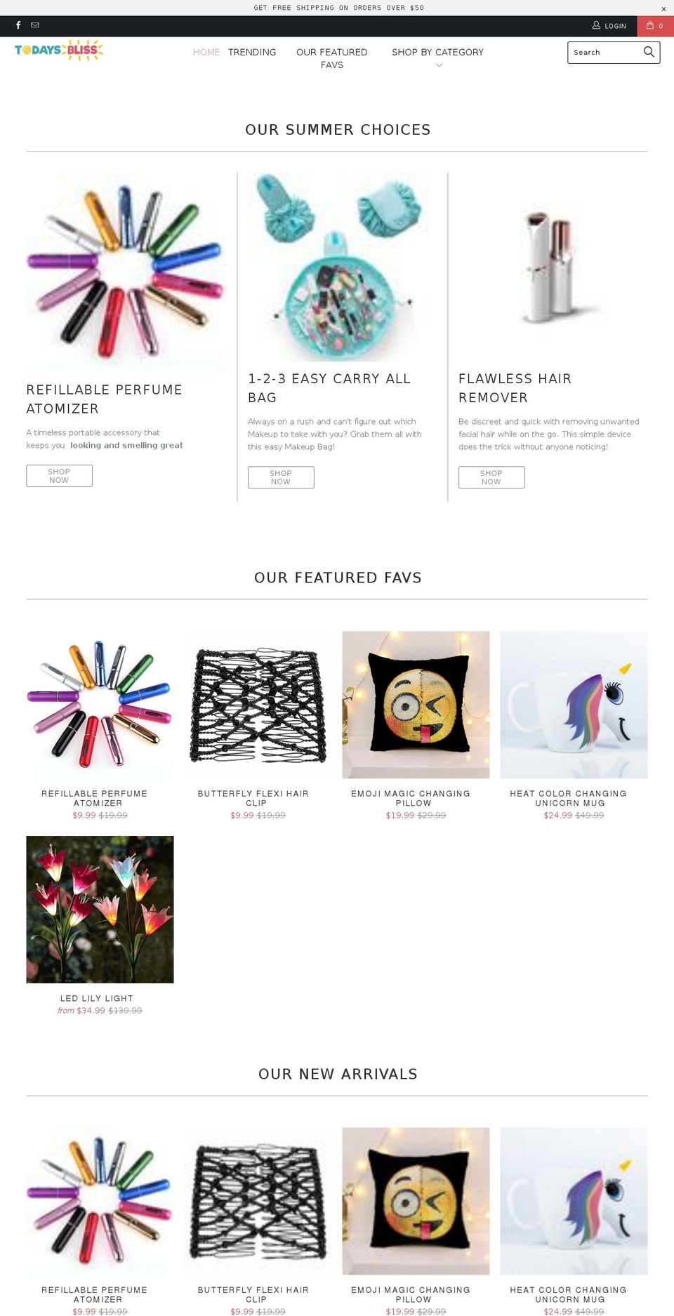 todaysbliss.com — Shopify storefront screenshot