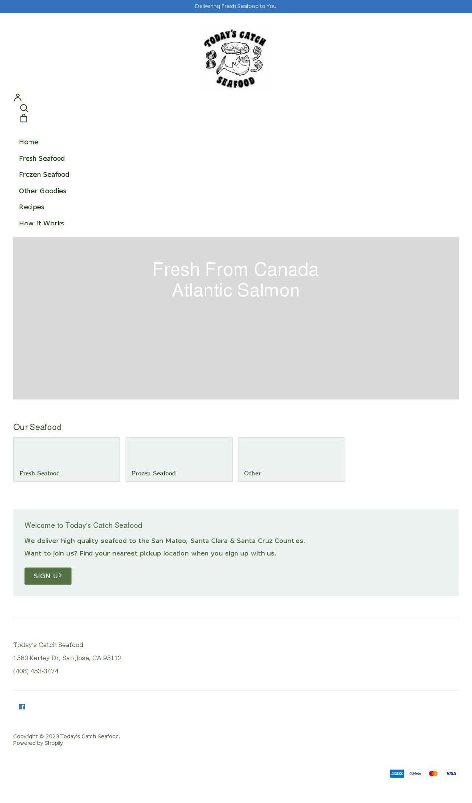 todayscatchseafood.com shopify website screenshot