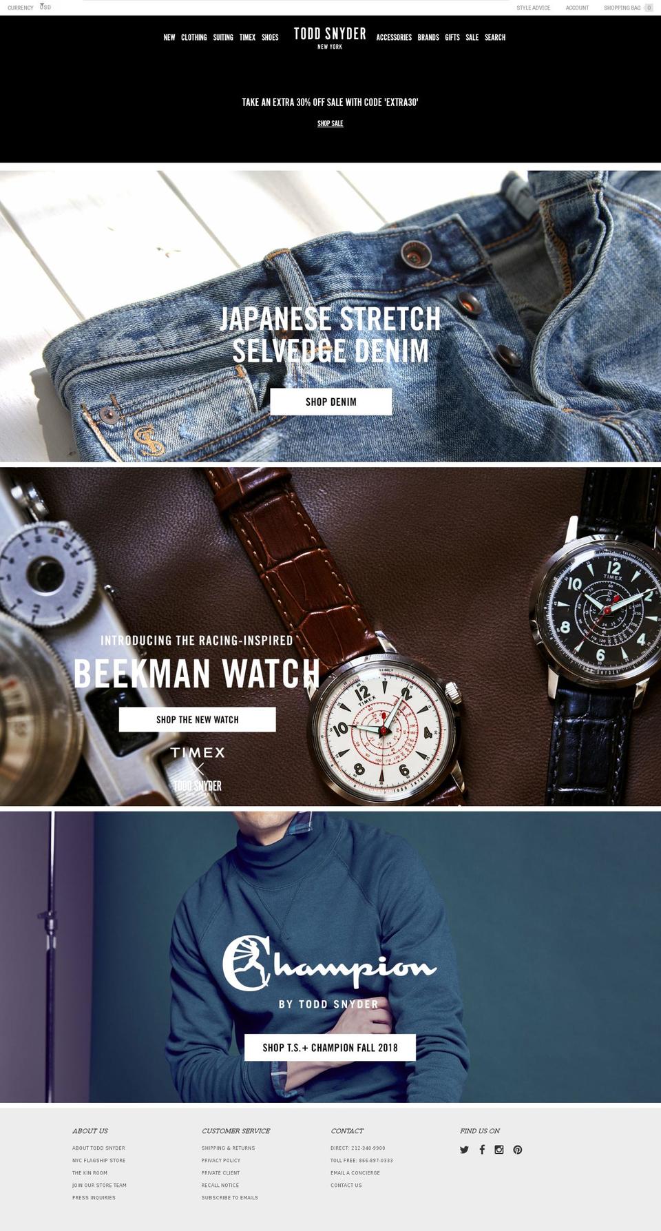 todd-snyder.com — Shopify storefront screenshot
