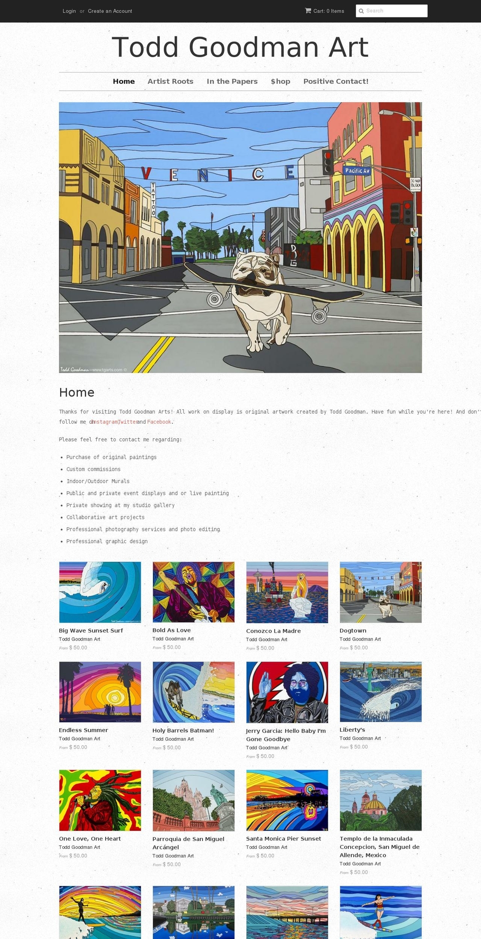 toddgoodmanart.com — Shopify storefront screenshot